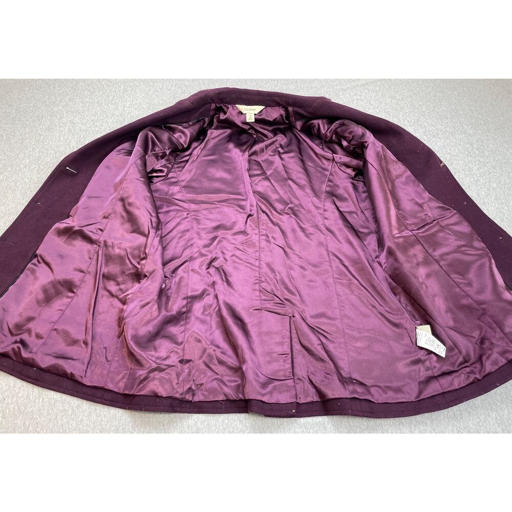 LL Bean Blazer Women 14 Purple Cashmere Wool 3-Button Jacket Single Breast Lined - Picture 4 of 10